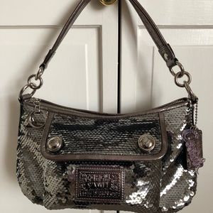 Coach Poppy sequin bag graphite grey